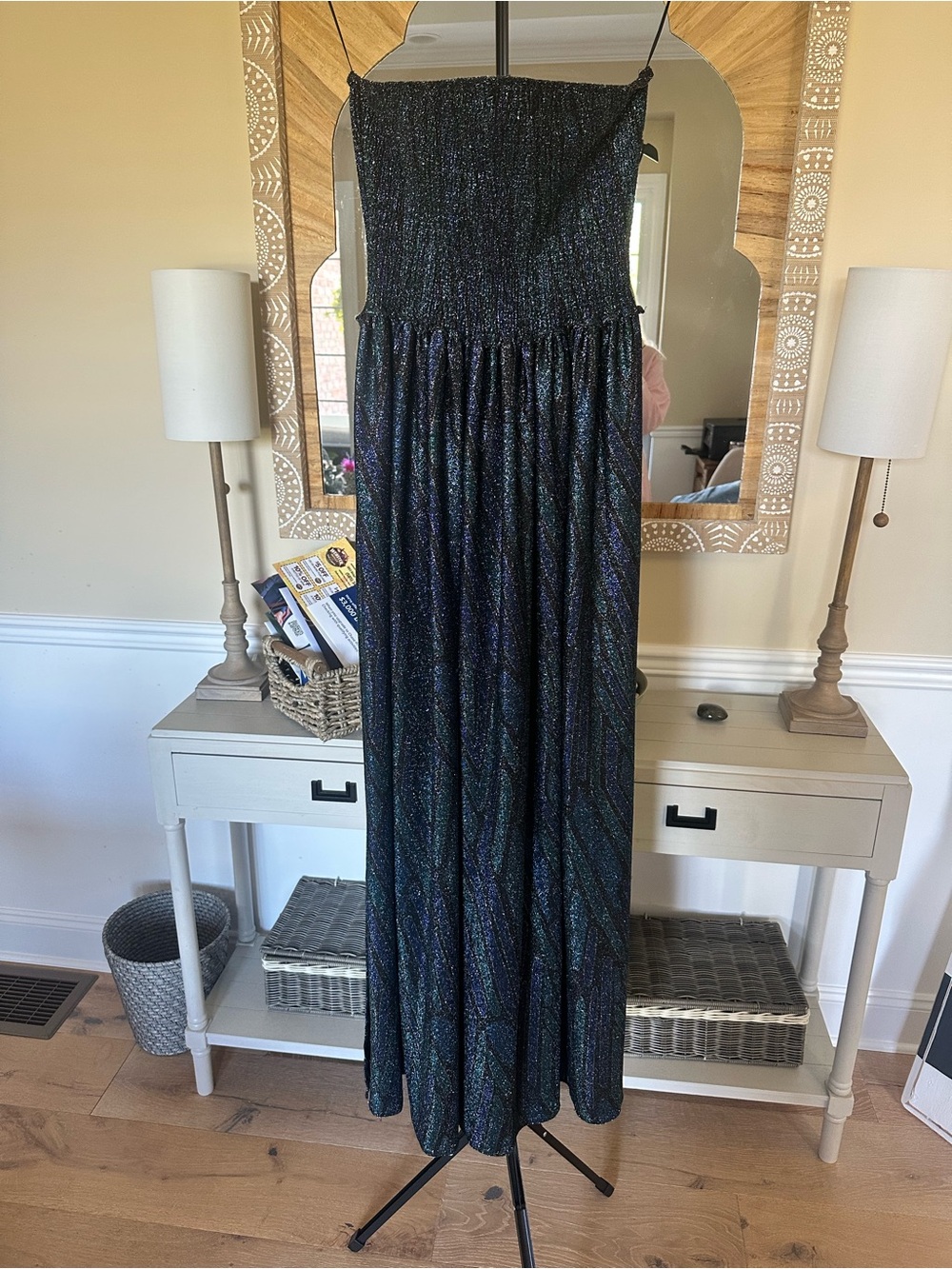 Ramy Brook Black Iridescent Strapless Evening Dress